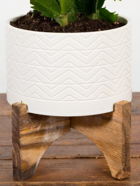 White Zig Zag Pot