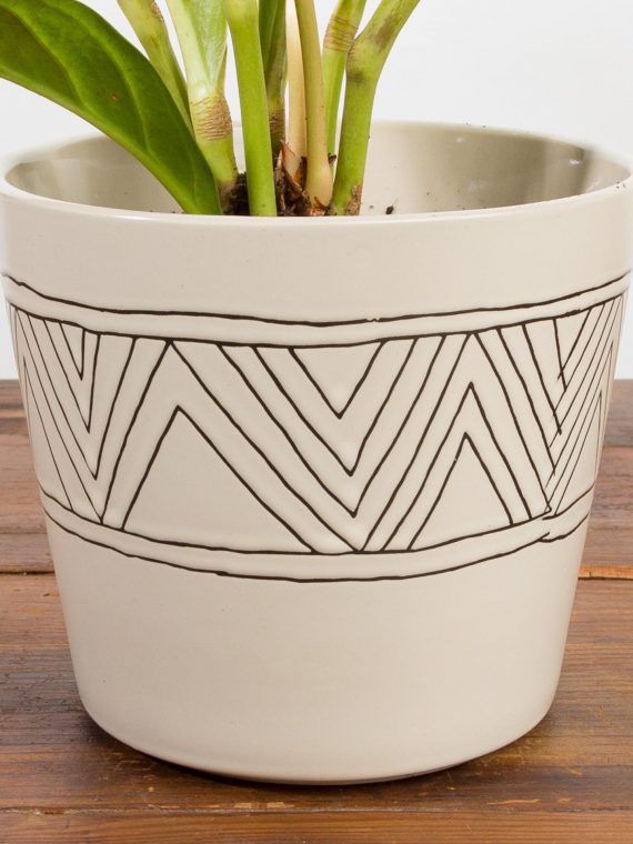 Triangle Black And White Line Drawing Pot