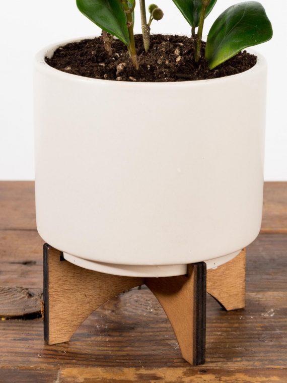 Cream Cylinder Planter With Stand