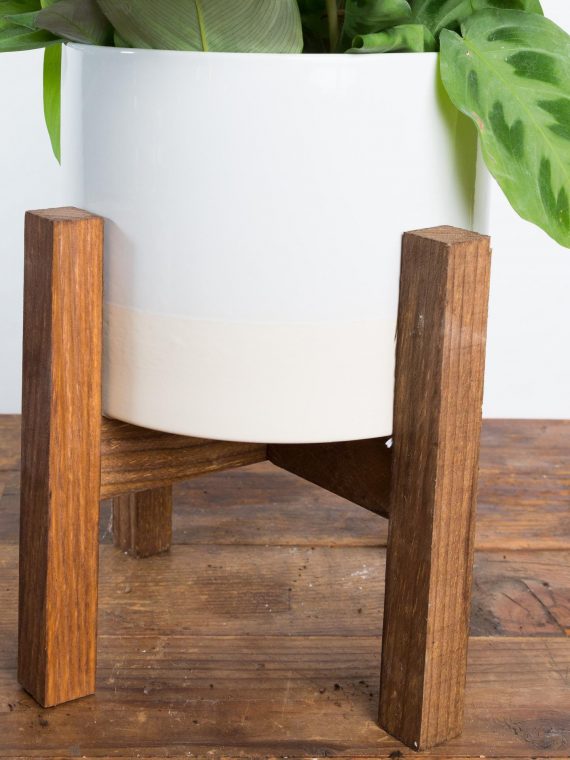 Dipped Cylinder Planter On Wood Stand